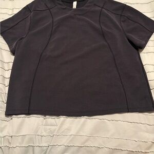 Lululemon Athletica Black Boxy Mandarin Collar Tee